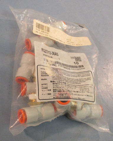SMC KQ2T13-36AS Push-Fit Tee Fittings 42mm Length Sealed Bag of 10