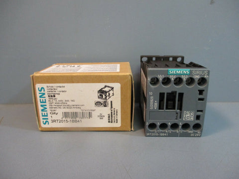 Siemens 3RT2015-1BB41 3-Pole Contactor AC-3: 7A, 400V, 3kW NEW