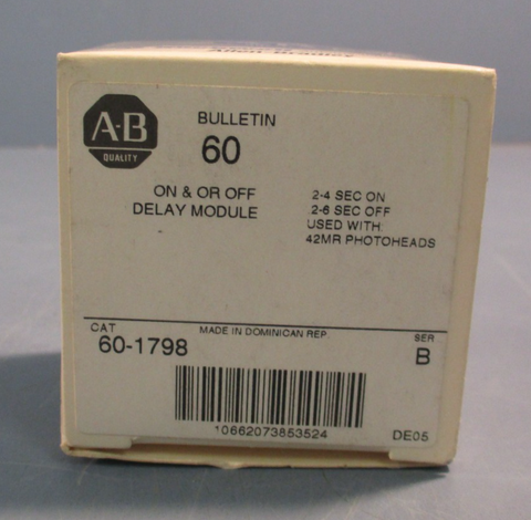 ALLEN-BRADLEY 60-1798 SER B ON AND OFF DELAY MODULE USED WITH 42MR PHOTOHEADS