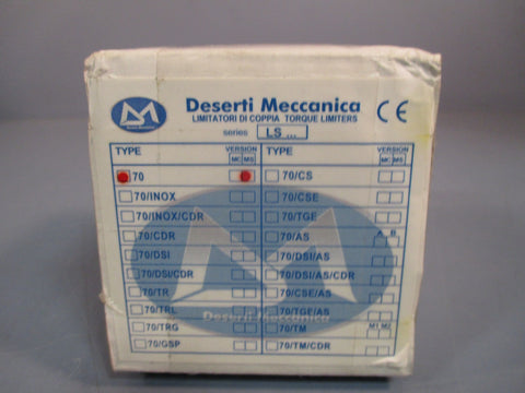 Deserti Meccanica Clutch Torque Limiter Series LS, Type 70 Version: MS LS 70 MS