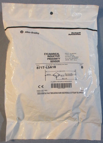 Allen Bradley 871T-L5A18 Ser B Cylindrical Inductive Proximity Sensor 10-30VDC