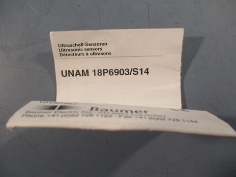 Baumer 18P6903/S14 Ultrasonic Proximity Sensor 4 In Length 18mm Dia