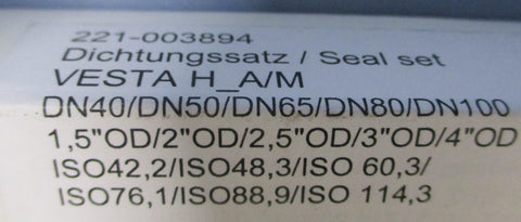 GEA Tuchenhagen 221-003894 Vesta H_A/M Seal Set DN40/DN50/DN65/DN80/DN100
