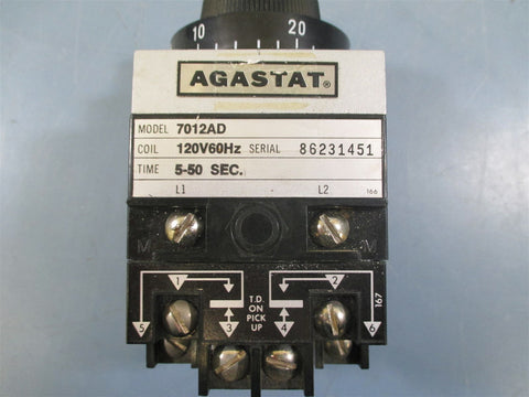 Agastat 7012AD 550Sec 120V 60Hz Timing Relay Used