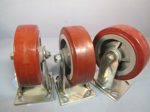 Golson Industrial Swivel Caster Wheel POLYURETHANE (Lot of Three) 6 x 2 45SER.6