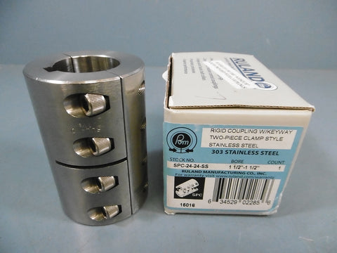 Ruland SPC2424SS Rigid Coupling W Keyway Stainless Steel 1 1/2" Bore
