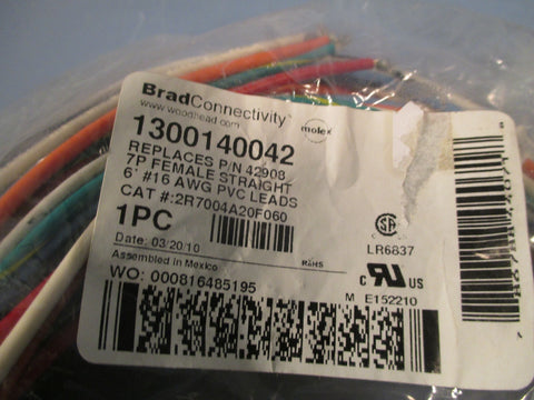 Woodhead Female Connector, 7 Pin, 6' # 16AWG (Lot of 2) 1300140042