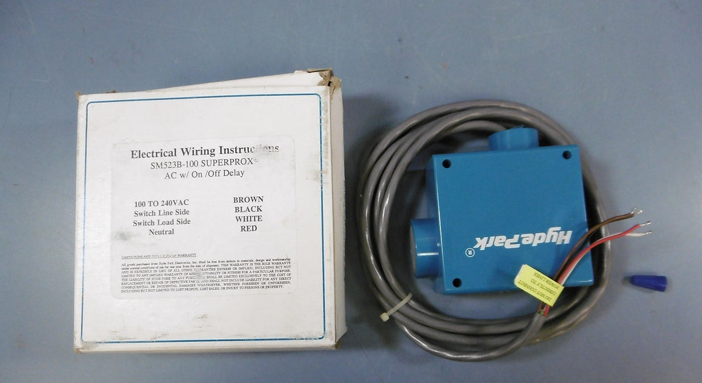 Hyde Park SuperProx Proximity Sensor SM523B-100 100-240 VAC w/ On/Off Delay