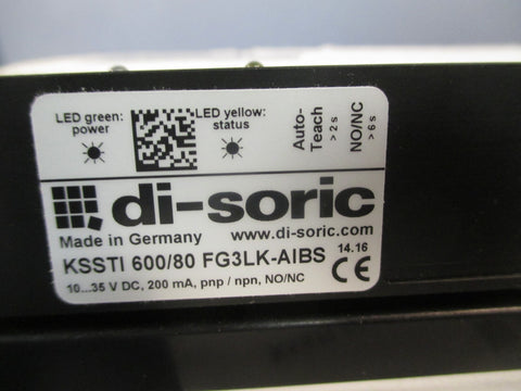 Di-Soric Capacitive Label Sensor 10-35vdc 200 mA KSSTI 600/80 FG3LK-AIBS 203937