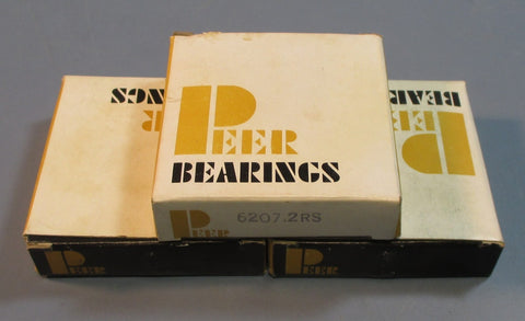 Lot of 3 Peer Bearing 6207.2RS Deep Groove Ball Bearing with 2 Seals 35 ID New