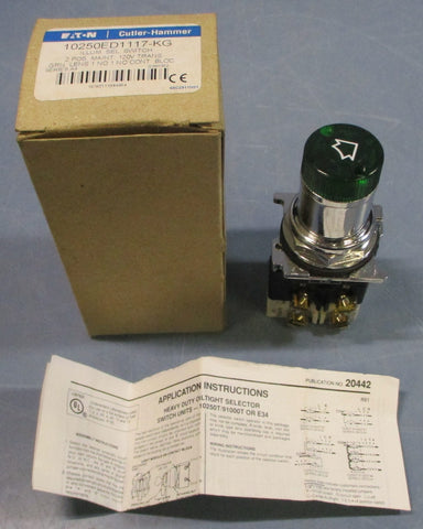 Eaton Cutler Hammer 10250ED1117-KG Illuminated Selector Switch 120V 2 Pos.