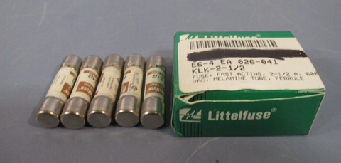 Lot of (15) Littelfuse Amp Midget Fast Acting Fuse 600Vac KLK 21/2 2.5