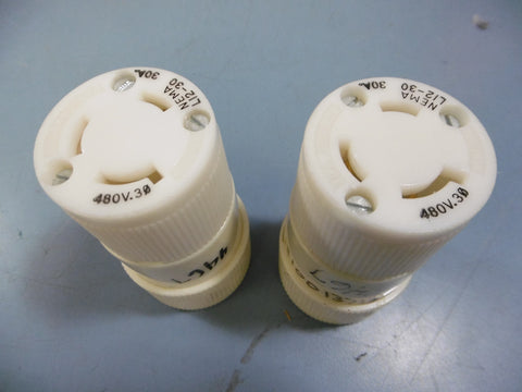 2 Used Nema L1230 30A Amp 480V Locking Connector