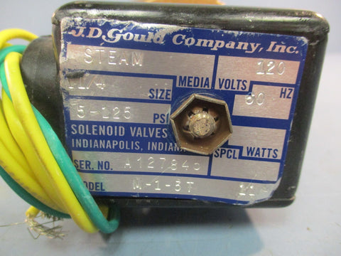 J.D. Gould Company M-1-3T Solenoid Valve 120V 60Hz 5-125PSI 1-1/4" Pipe