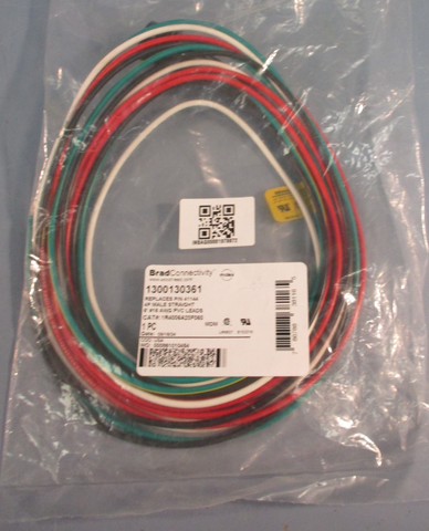 BRAD CONNECTIVITY 1300130361 CABLE, 6" 4P MALE STRAIGHT, 4PIN 1R4006A20F060