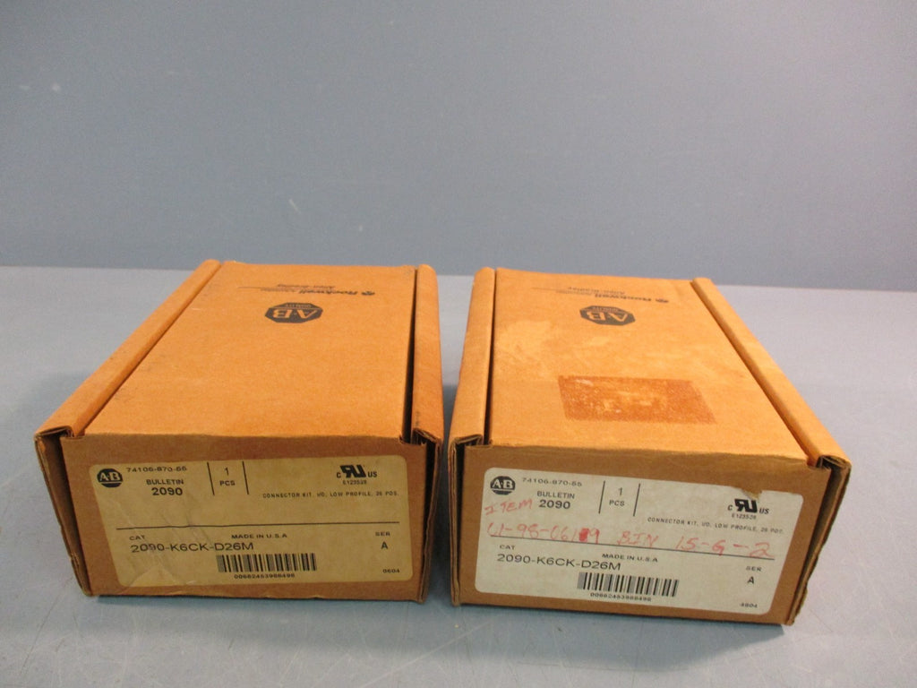 Lot of (2) Allen Bradley 2090-K6CK-D26M Ser A 26-Pin Male Feedback Connector