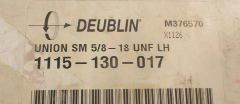 Deublin 1115-130-017 High Speed Rotary Union 5/8" UNF LH, 1/4" NPT 10 bar Max