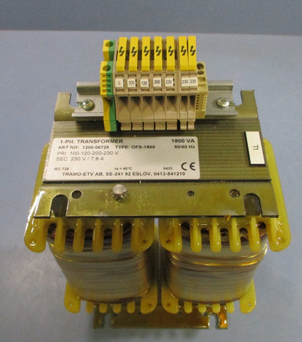 Tramo-ETV AB, SE-241 1-PH. Transformer 1200-06725 OFS-1800 230V 1800VA 50/60HZ