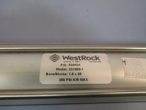 WestRock Pneumatic Air Cylinder 250 PSI Air  1.5 IN Bore x 25 IN Stroke 331858-1