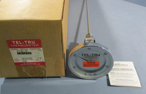 TelTru Thermometer AA475R Analog dial Thermometer Stem 21.63"