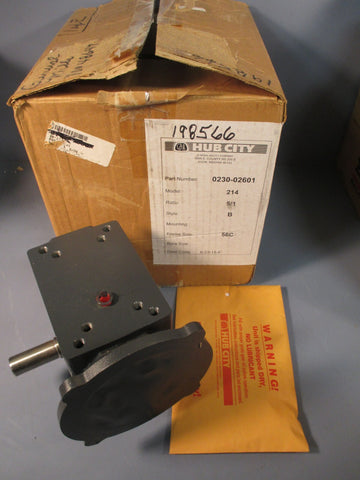 Hub City Cast Iron SingleReduction Worm Reducer 214 Ratio 5/1 B 56C 023002601
