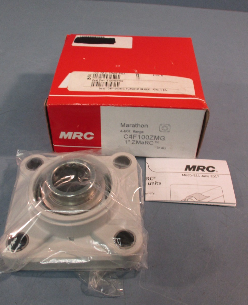MRC PILLOW FOUR BOLT FLANGE BEARING 1" ZMaRC C4F100ZMG