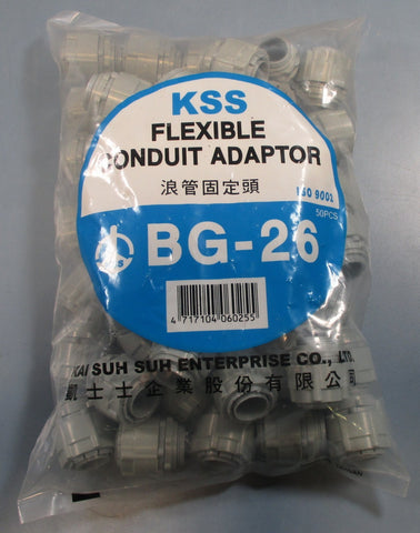 KSS 0615 Flexible 3/4" Conduit Adaptor BG26 Nylon 66 Grey 50pcs New