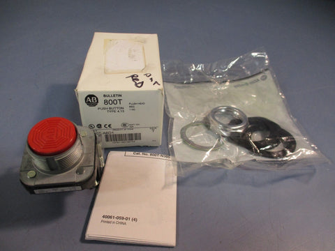 Allen Bradley Push Button Switch Type 4, 13 Flush Red Series T 800TA6D1