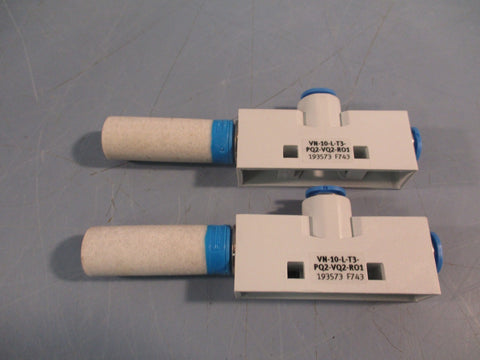 Lot of (2) FESTO 193573 VN-10-L-T3-PQ2-VQ2-RO1-A Vacuum Generator
