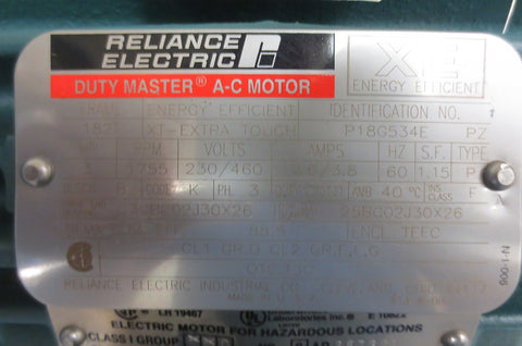 Reliance Duty Master A-C Motor: P18G534E 3 HP 230/460 Volts 1755 RPM