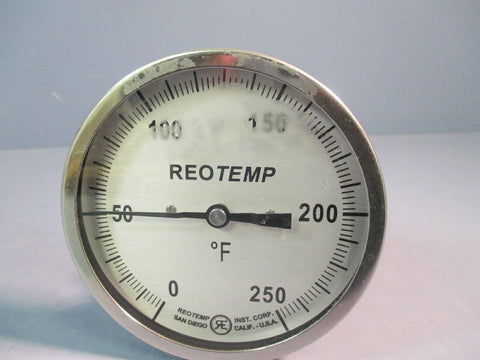 Reotemp Thermometer Temperature Gauge 0-250f 9" Stem JJ0901F47PY-ST