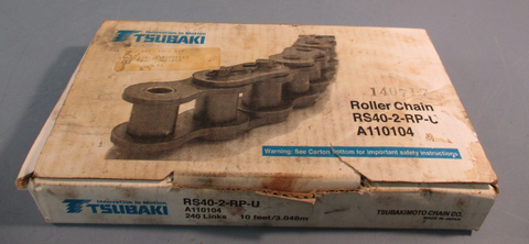 TSUBAKI RS402RPU, 10 Ft, 240 Link, Double Strand, Roller Chain