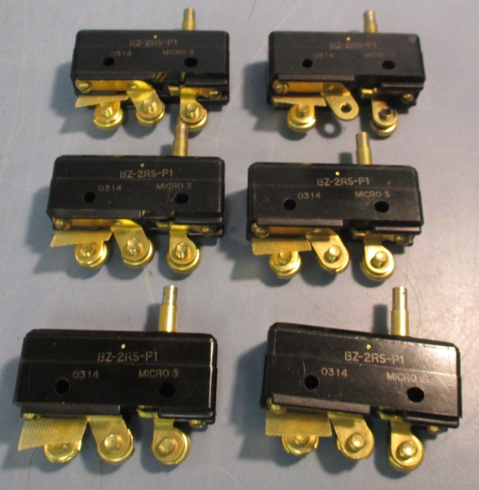 Lot of (6) Honeywell BZ-2RS-P1 Snap Action 15A 125V Micro Switch