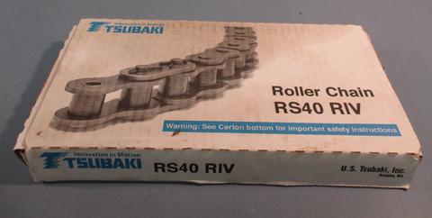 TSUBAKI RS40 RIV 10FT SINGLE STRAND ROLLER CHAIN, 0.5" Pitch, Chain Size #40