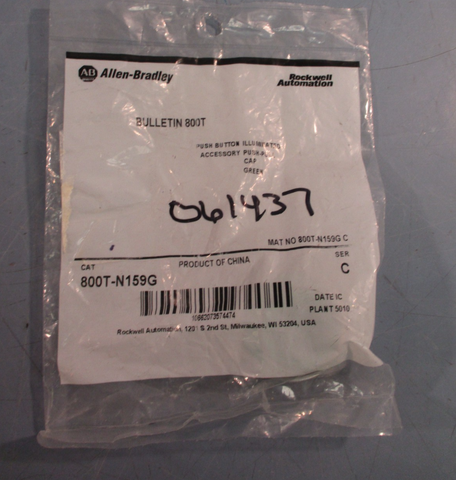 Allen Bradley 800TN159G Push/Pull Cap for 30MM Pushbutton Green Ser.C