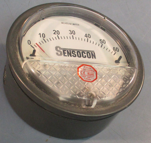 Sensocon S2060 Differential Pressure Gauge 15 PSIG Max 0-60 in