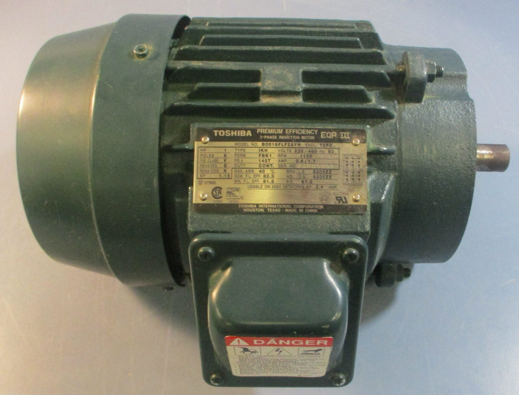 Toshiba B0016FLF2AYH Prem Efficiency 3 Phase Induction Motor 1HP 7/8" Shaft Dia