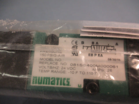NUMATICS 081SS400M000061 PNEUMATIC SOLENOID VALVE 26A 150PSI 2-POSITION NO BASE