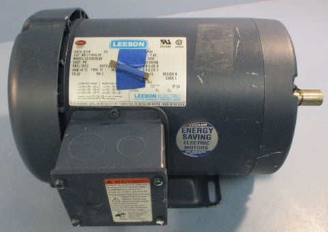 Leeson 111916.00 AC Electric Motor C6T34FB24E 3PH 2HP 3450RPM 5/8" Shaft Dia