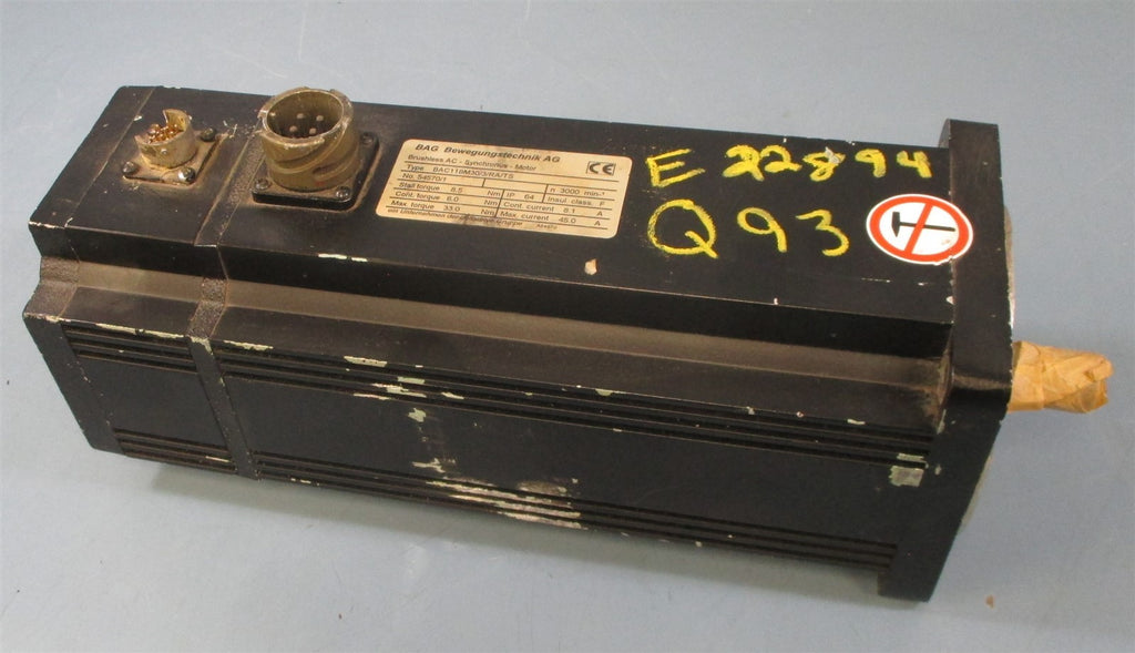 BAG Bewegungstechnik AG BAC118M30/3/RA/TS Brushless Servo Motor 33 Nm Max Parts