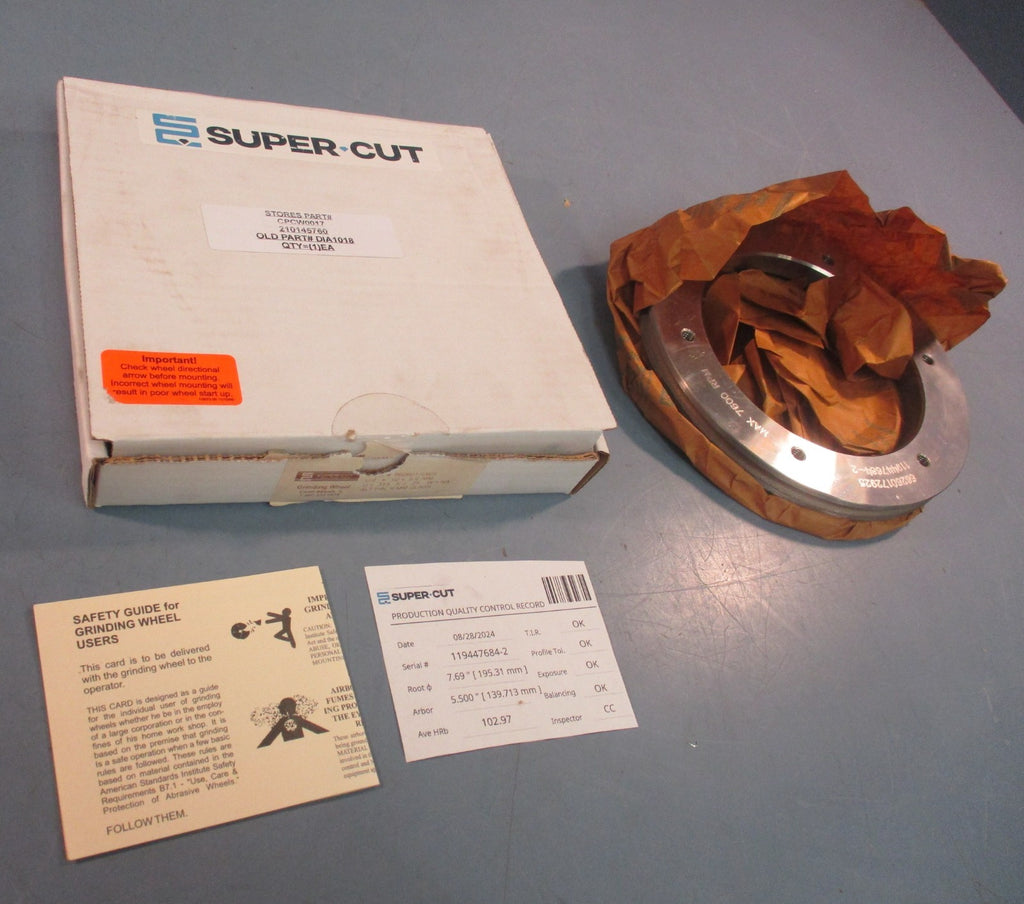 Super Cut 66260172925 Grinding Wheel 6MM Glass 7600 RPM 5-1/2" ID 8" OD