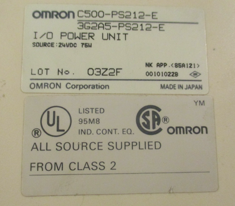 Omron C500-PS212-E I/O Power Unit 24VDC 75W 3G2A5-PS212-E SYSMAC C500