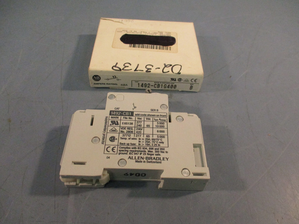 ALLEN BRADLEY 1492-CB1G400 CIRCUIT BREAKER 40A SER B, 1 POLE