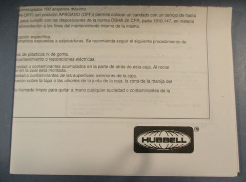 Hubbell HBLDS6J Circuit-Lock Disconnect Switch HBLDS6 Type 4X, 12X 60A 600VAC