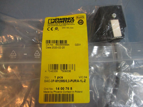 Phoenix Contact SAC-3P-M12MS/0,3-PUR/A-1L-Z Sensor/actuator cable NEW