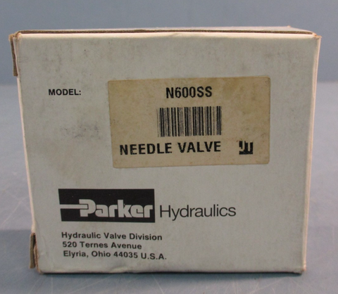 Parker Needle Flow Control Valve N600SS 5000PSI 345 Bar Max 8 GPM 30 LPM