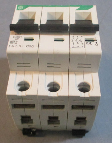 Moeller FAZ3C50 Circuit Breaker 3 Pole 400VAC 415VAC FAZ3C50