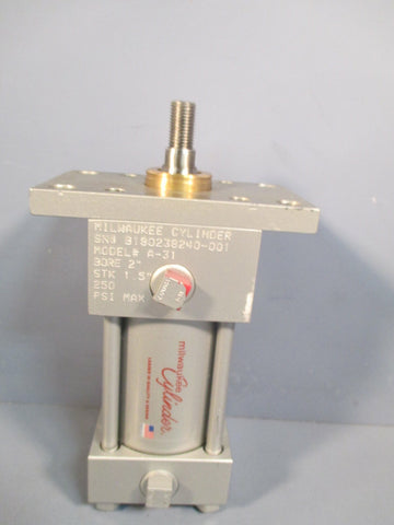 Milwaukee Cylinder Pneumatic Cylinder Bore Size 2" Stroke 1.5" A31