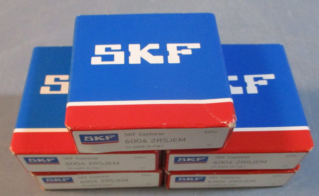 (Lot of 5) SKF 6004 2RSJEM Deep Groove Ball Bearing 20mm ID 42mm OD 12mm W