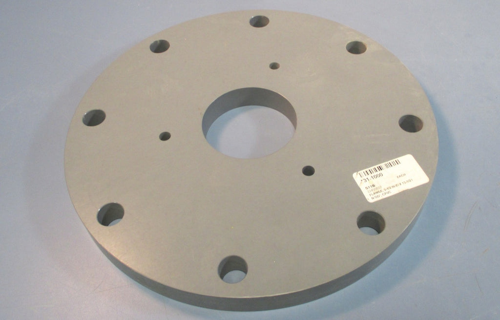 Gray PVC PBD-22450032 Flat Flange 1" Thick, 3-1/2" Bore, 13-1/2" OD